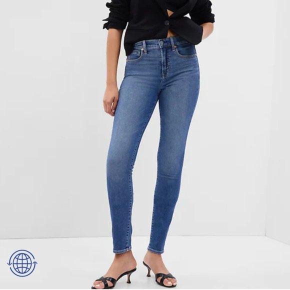 Gap High Rise True Skinny Jeans - Medium Indigo - Picture 1 of 6